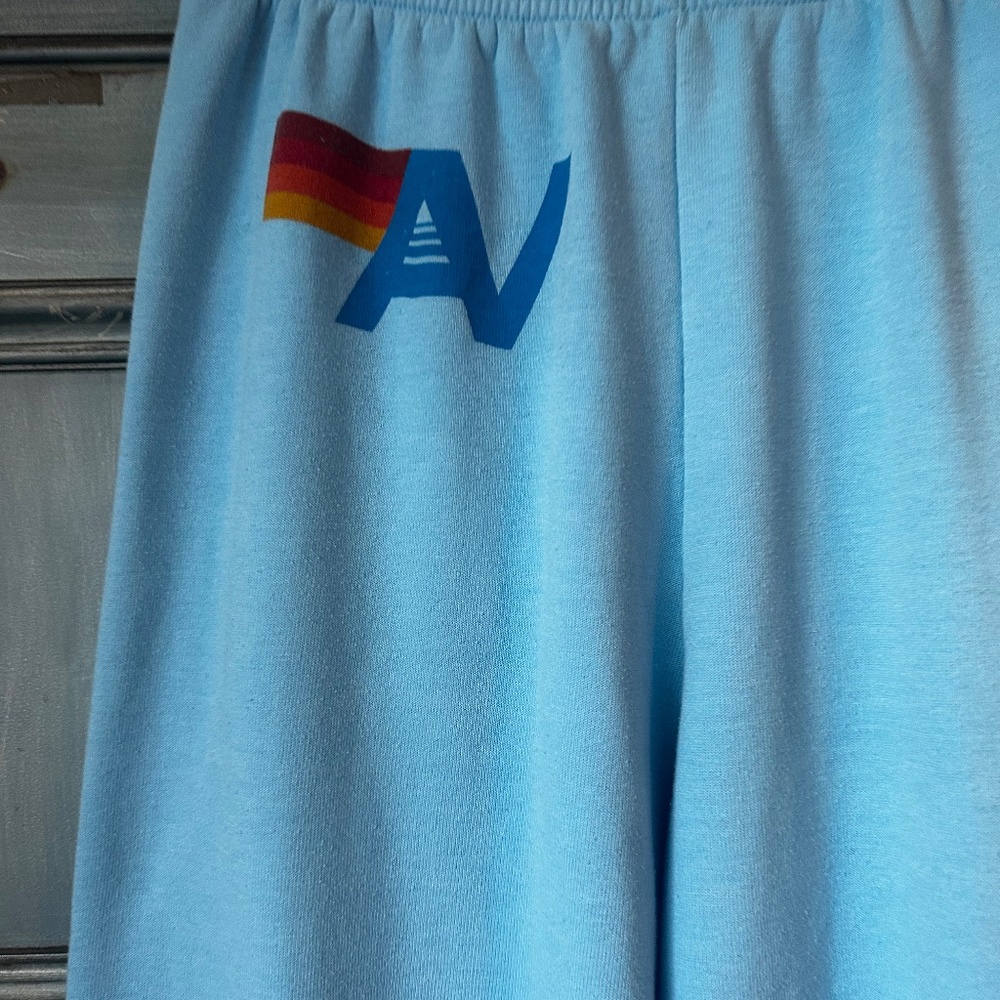 Aviator Nation Palm Tree Festival Dana Point Sweat Pants in Ocean Blue Size L - Picture 6 of 11